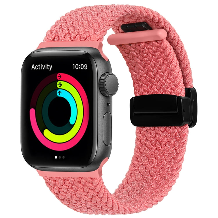 Magnetic Fold Clasp Woven Watch Band For Apple Watch SE 2022 40mm(Pink) - Watch Bands by PMC TechLife | Online Shopping South Africa | PMC TechLife