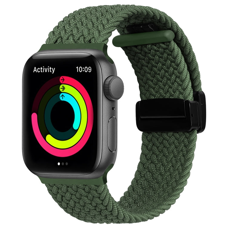 Magnetic Fold Clasp Woven Watch Band For Apple Watch 7 41mm(Green) - Watch Bands by PMC TechLife | Online Shopping South Africa | PMC TechLife
