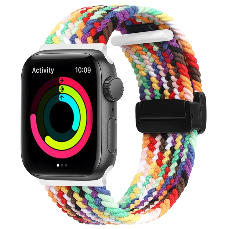 Magnetic Fold Clasp Woven Watch Band For Apple Watch 4 44mm(Rainbow Color) - Watch Bands by PMC TechLife | Online Shopping South Africa | PMC TechLife