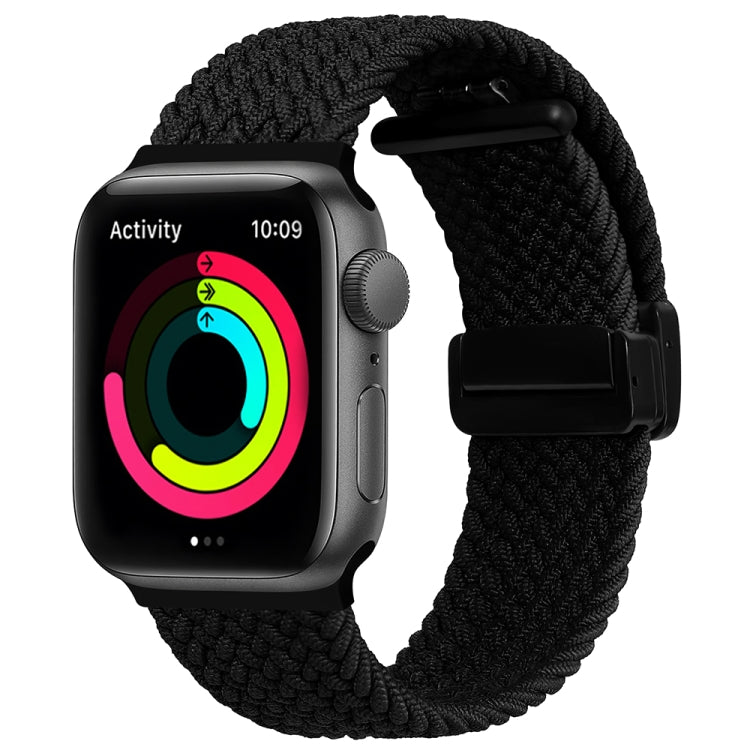 Magnetic Fold Clasp Woven Watch Band For Apple Watch 4 44mm(Black) - Watch Bands by PMC TechLife | Online Shopping South Africa | PMC TechLife