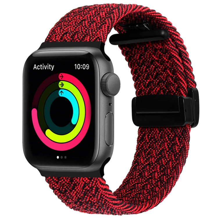 Magnetic Fold Clasp Woven Watch Band For Apple Watch 3 42mm(Black Sand Red) - Watch Bands by PMC Jewellery | Online Shopping South Africa | PMC Jewellery