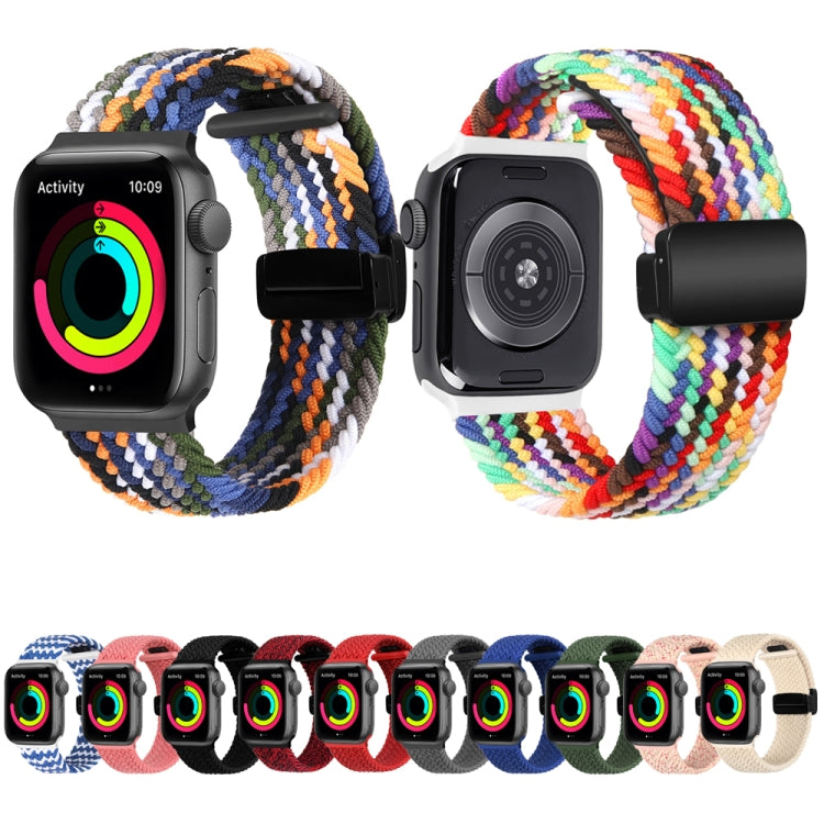 Magnetic Fold Clasp Woven Watch Band For Apple Watch 7 41mm(Starlight Pink) - Watch Bands by PMC TechLife | Online Shopping South Africa | PMC TechLife
