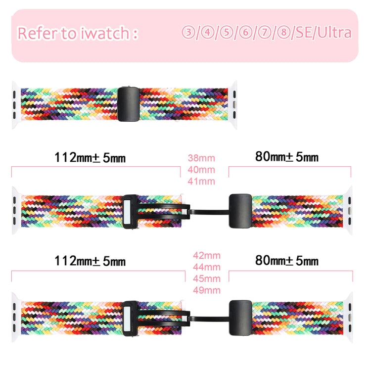 Magnetic Fold Clasp Woven Watch Band For Apple Watch SE 2022 40mm(Rainbow Color) - Watch Bands by PMC Jewellery | Online Shopping South Africa | PMC Jewellery