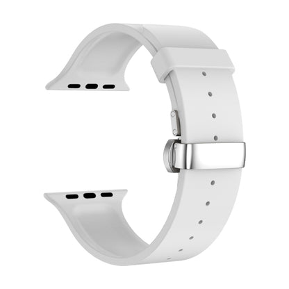 Metal Butterfly Buckle Silicone Watch Band For Apple Watch 7 41mm(White) - Watch Bands by PMC Jewellery | Online Shopping South Africa | PMC Jewellery