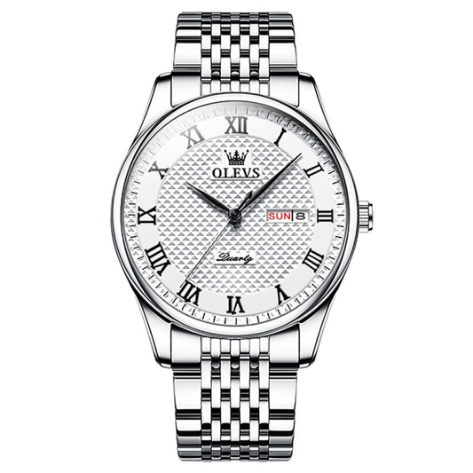 OLEVS 5562 Men Multifunctional Business Waterproof Quartz Watch(White) - Metal Strap Watches by OLEVS | Online Shopping South Africa | PMC Jewellery | Buy Now Pay Later Mobicred