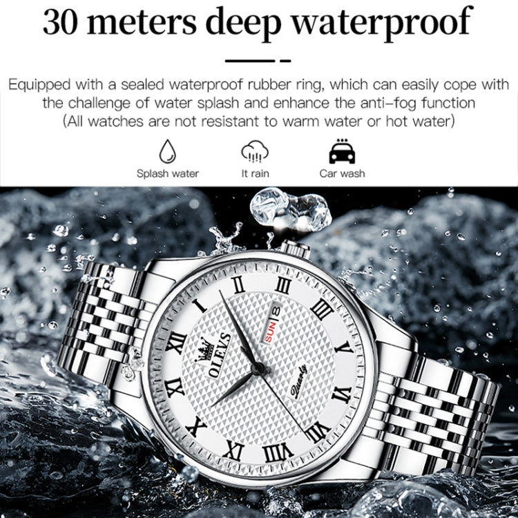 OLEVS 5562 Men Multifunctional Business Waterproof Quartz Watch(White) - Metal Strap Watches by OLEVS | Online Shopping South Africa | PMC Jewellery | Buy Now Pay Later Mobicred