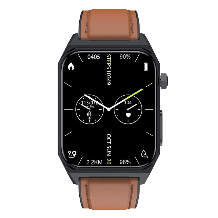 E530 1.91 inch IP68 Waterproof Leather Band Smart Watch Supports ECG / Non-invasive Blood Sugar(Brown) - Smart Watches by PMC Jewellery | Online Shopping South Africa | PMC Jewellery