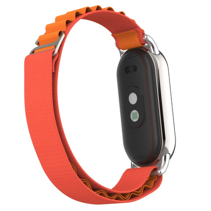 For Xiaomi Mi Band 8 Metal Plug Loop Nylon Watch Band(Silver+Orange) - Watch Bands by PMC Jewellery | Online Shopping South Africa | PMC Jewellery