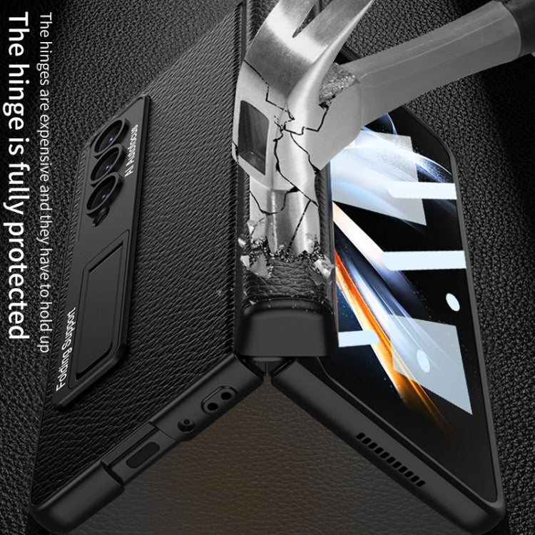 For Samsung Galaxy Z Fold4 GKK Integrated Fold Hinge Leather Phone Case with Holder(Black) - free shipping - PMC TechLife - Order now!