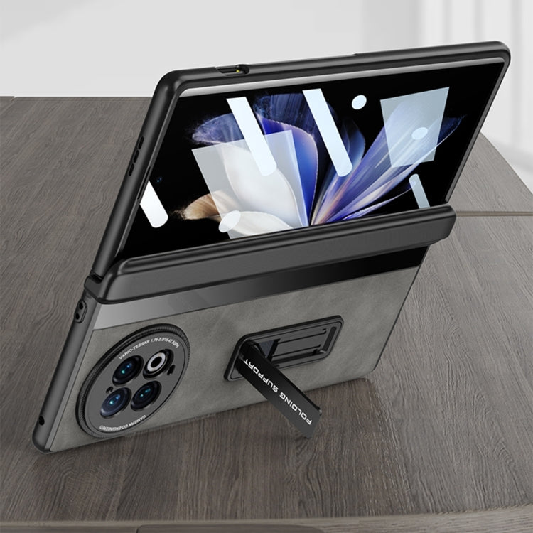 For vivo X Fold2 GKK Integrated Frosted Fold Hinge Leather Phone Case with Holder(Brown) - free shipping - PMC TechLife - Order now!