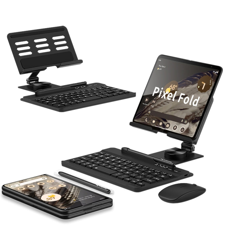 For Google Pixel Fold GKK Folding Bluetooth Keyboard Holder with Pen + Holder + Keyboard + Mouse(Black) - Google Cases by GKK | Online Shopping South Africa | PMC Jewellery | Buy Now Pay Later Mobicred