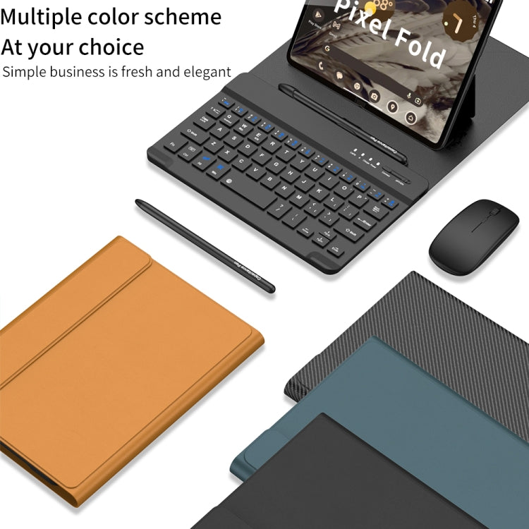 For Google Pixel Fold GKK Gear Adjustment Bluetooth Keyboard Leather Case with Pen + Keyboard + Mouse + Case(Brown) - Google Cases by GKK | Online Shopping South Africa | PMC Jewellery | Buy Now Pay Later Mobicred