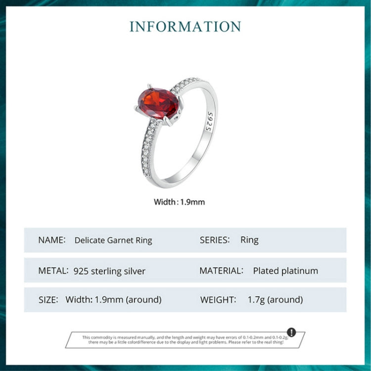 BSR460-8RD S925 Sterling Silver White Gold Plated Zircon Exquisite Pomegranate Ring Hand Decoration - Rings by PMC Jewellery | Online Shopping South Africa | PMC Jewellery