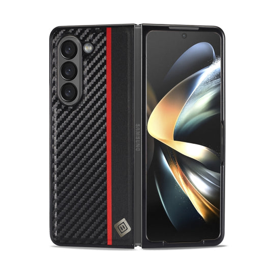 For Samsung Galaxy Z Fold5 LC.IMEEKE Carbon Fiber PU + TPU Horizontal Flip Leather Phone Case(Vertical Black) - Galaxy Z Fold5 Cases by LC.IMEEKE | Online Shopping South Africa | PMC Jewellery | Buy Now Pay Later Mobicred