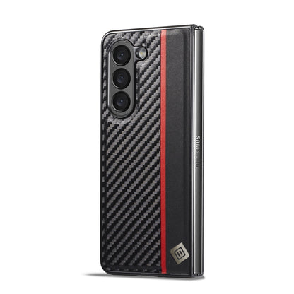 For Samsung Galaxy Z Fold5 LC.IMEEKE Carbon Fiber PU + TPU Horizontal Flip Leather Phone Case(Vertical Black) - Galaxy Z Fold5 Cases by LC.IMEEKE | Online Shopping South Africa | PMC Jewellery | Buy Now Pay Later Mobicred