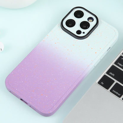 For iPhone 14 Gradient Starry Silicone Phone Case with Lens Film(White Purple) - iPhone 14 Cases by PMC Jewellery | Online Shopping South Africa | PMC Jewellery