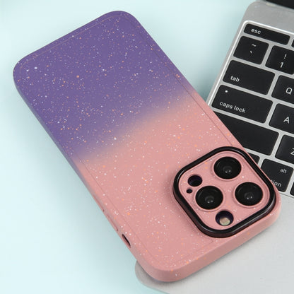 For iPhone 13 Gradient Starry Silicone Phone Case with Lens Film(Pink Purple) - iPhone 13 Cases by PMC Jewellery | Online Shopping South Africa | PMC Jewellery