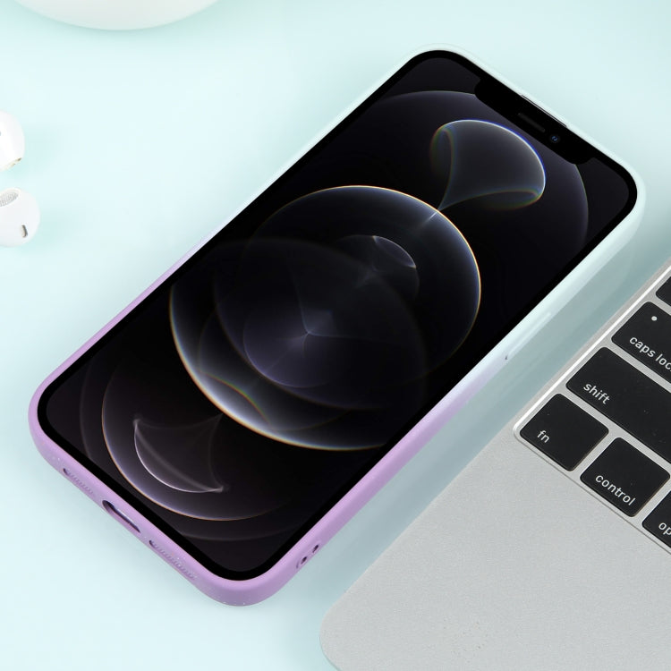 For iPhone 12 Pro Gradient Starry Silicone Phone Case with Lens Film(White Purple) - iPhone 12 / 12 Pro Cases by PMC Jewellery | Online Shopping South Africa | PMC Jewellery