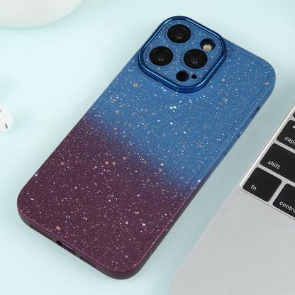 For iPhone 12 Pro Max Gradient Starry Silicone Phone Case with Lens Film(Blue Red) - iPhone 12 Pro Max Cases by PMC Jewellery | Online Shopping South Africa | PMC Jewellery