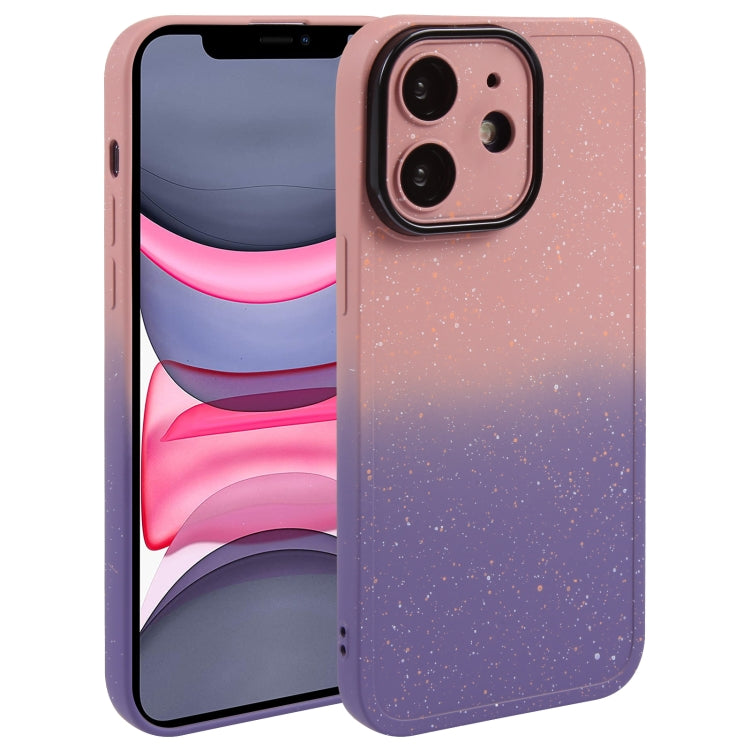 For iPhone 11 Gradient Starry Silicone Phone Case with Lens Film(Pink Purple) - iPhone 11 Cases by PMC Jewellery | Online Shopping South Africa | PMC Jewellery