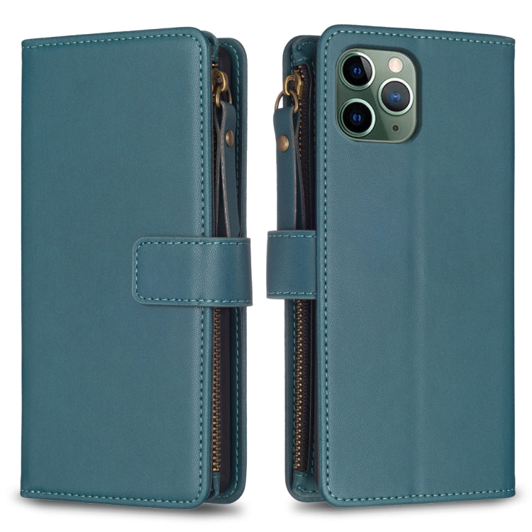 For iPhone 11 Pro Max 9 Card Slots Zipper Wallet Leather Flip Phone Case(Green) - free shipping - PMC TechLife - Order now!
