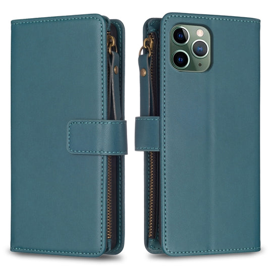 For iPhone 11 Pro Max 9 Card Slots Zipper Wallet Leather Flip Phone Case(Green) - iPhone 11 Pro Max Cases by PMC Jewellery | Online Shopping South Africa | PMC Jewellery