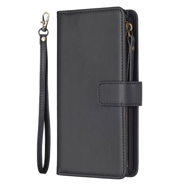 For iPhone 12 Pro Max 9 Card Slots Zipper Wallet Leather Flip Phone Case(Black) - iPhone 12 Pro Max Cases by PMC Jewellery | Online Shopping South Africa | PMC Jewellery