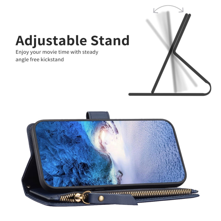 For iPhone 14 Pro Max 9 Card Slots Zipper Wallet Leather Flip Phone Case(Blue) - free shipping - PMC TechLife - Order now!