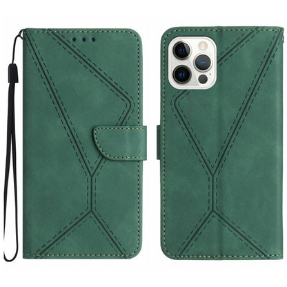 For iPhone 15 Pro Max Stitching Embossed Leather Phone Case(Green) - iPhone 15 Pro Max Cases by PMC Jewellery | Online Shopping South Africa | PMC Jewellery