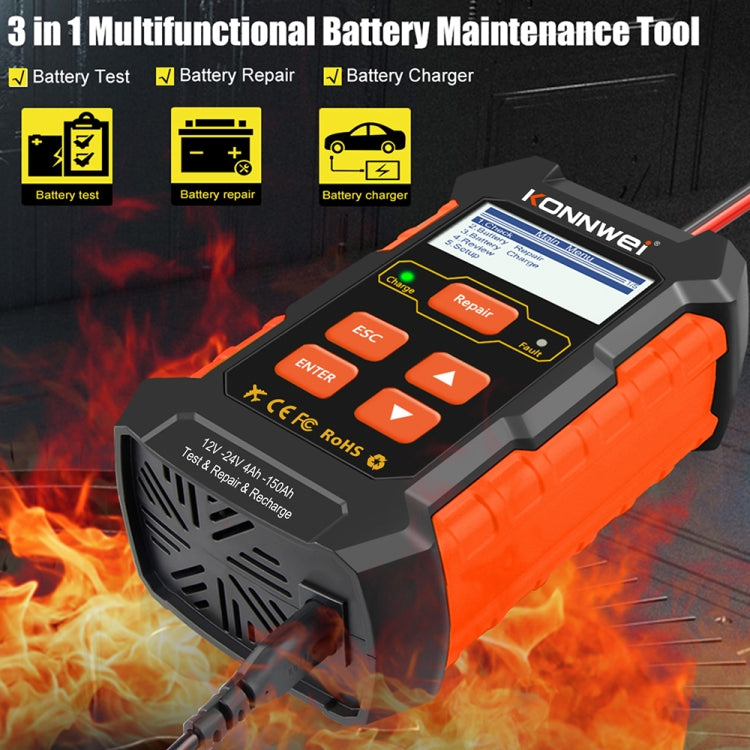 KONNWEI KW520 12V / 24V 3 in 1 Car Battery Tester with Detection & Repair & Charging Function(UK Plug) - Code Readers & Scan Tools by KONNWEI | Online Shopping South Africa | PMC Jewellery | Buy Now Pay Later Mobicred