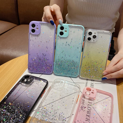 For iPhone 13 Starry Gradient Glitter Powder TPU Phone Case(Transparent) - iPhone 13 Cases by PMC Jewellery | Online Shopping South Africa | PMC Jewellery