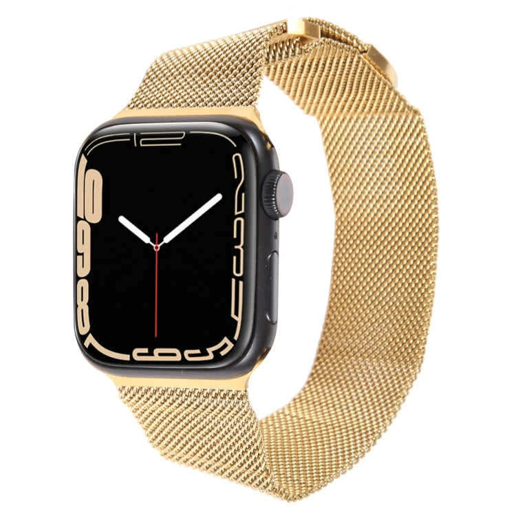 For Apple Watch 8 45mm Milanese Metal Magnetic Watch Band(Gold) - Watch Bands by PMC Jewellery | Online Shopping South Africa | PMC Jewellery