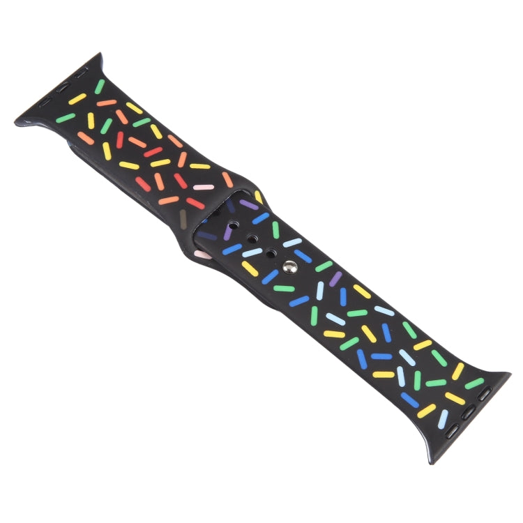 Rainbow Raindrops Silicone Watch Band For Apple Watch Ultra 49mm(Black) - Watch Bands by PMC TechLife | Online Shopping South Africa | PMC TechLife