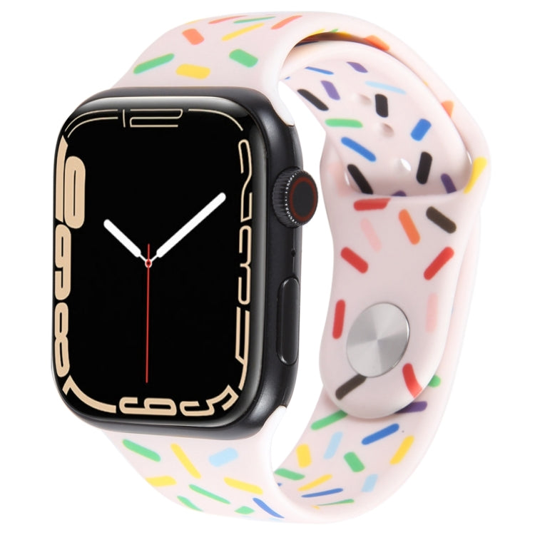Rainbow Raindrops Silicone Watch Band For Apple Watch 8 41mm(Pink) - Watch Bands by PMC TechLife | Online Shopping South Africa | PMC TechLife