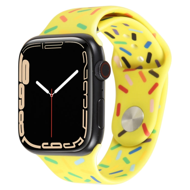 Rainbow Raindrops Silicone Watch Band For Apple Watch 8 45mm(Yellow) - Watch Bands by PMC TechLife | Online Shopping South Africa | PMC TechLife