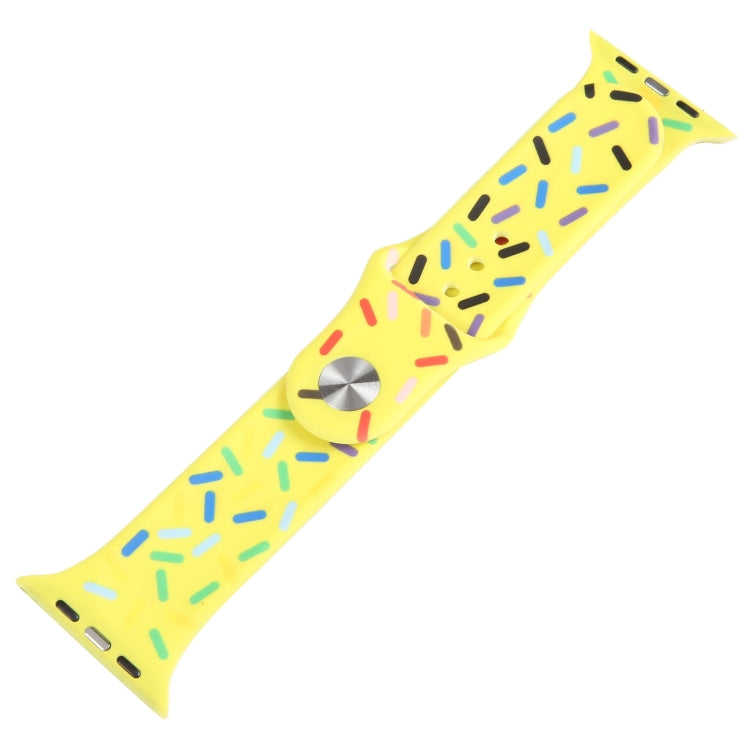 Rainbow Raindrops Silicone Watch Band For Apple Watch 8 45mm(Yellow) - Watch Bands by PMC TechLife | Online Shopping South Africa | PMC TechLife