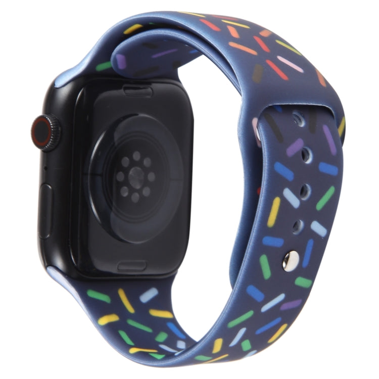 Rainbow Raindrops Silicone Watch Band For Apple Watch 8 45mm(Midnight) - Watch Bands by PMC Jewellery | Online Shopping South Africa | PMC Jewellery