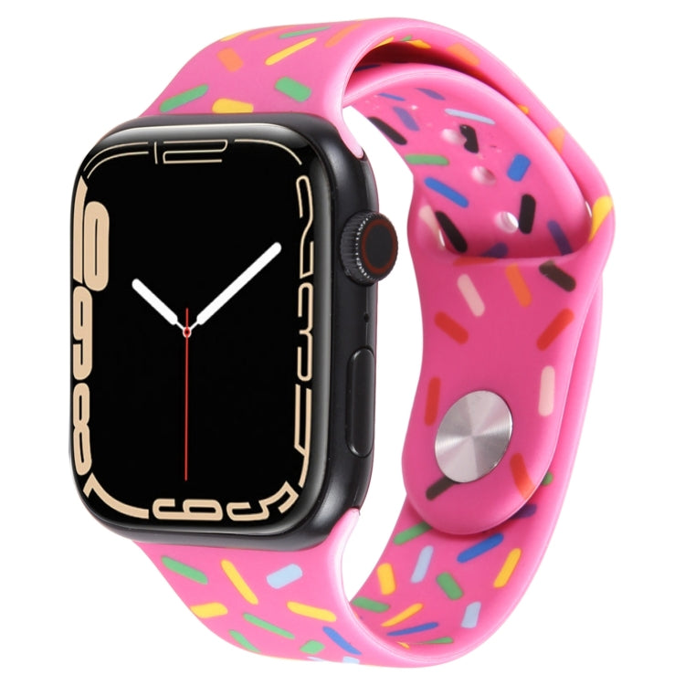 Rainbow Raindrops Silicone Watch Band For Apple Watch 8 45mm(Rose Red) - Watch Bands by PMC TechLife | Online Shopping South Africa | PMC TechLife