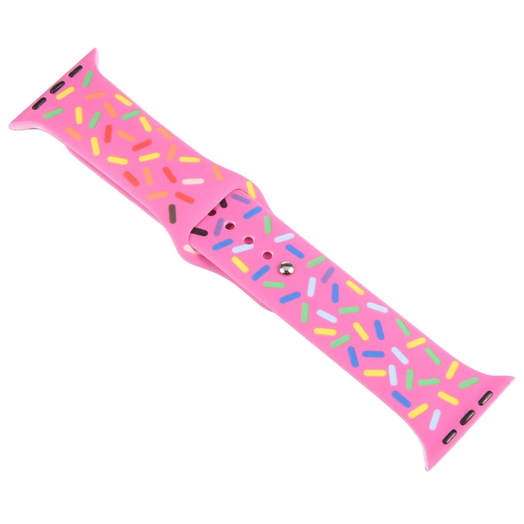 Rainbow Raindrops Silicone Watch Band For Apple Watch 8 45mm(Rose Red) - Watch Bands by PMC TechLife | Online Shopping South Africa | PMC TechLife