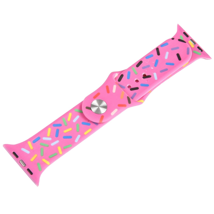 Rainbow Raindrops Silicone Watch Band For Apple Watch 8 45mm(Rose Red) - Watch Bands by PMC TechLife | Online Shopping South Africa | PMC TechLife