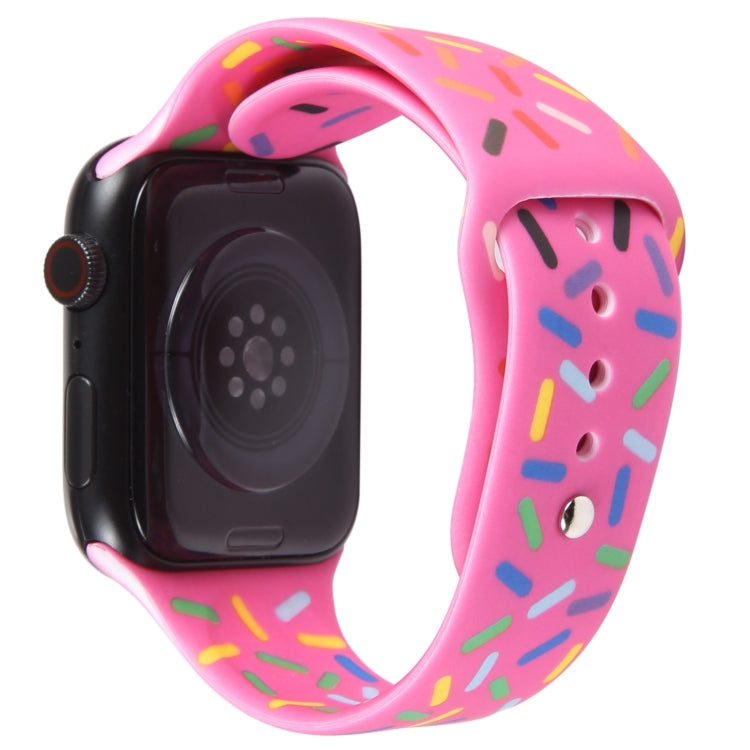 Rainbow Raindrops Silicone Watch Band For Apple Watch 8 45mm(Rose Red) - Watch Bands by PMC TechLife | Online Shopping South Africa | PMC TechLife