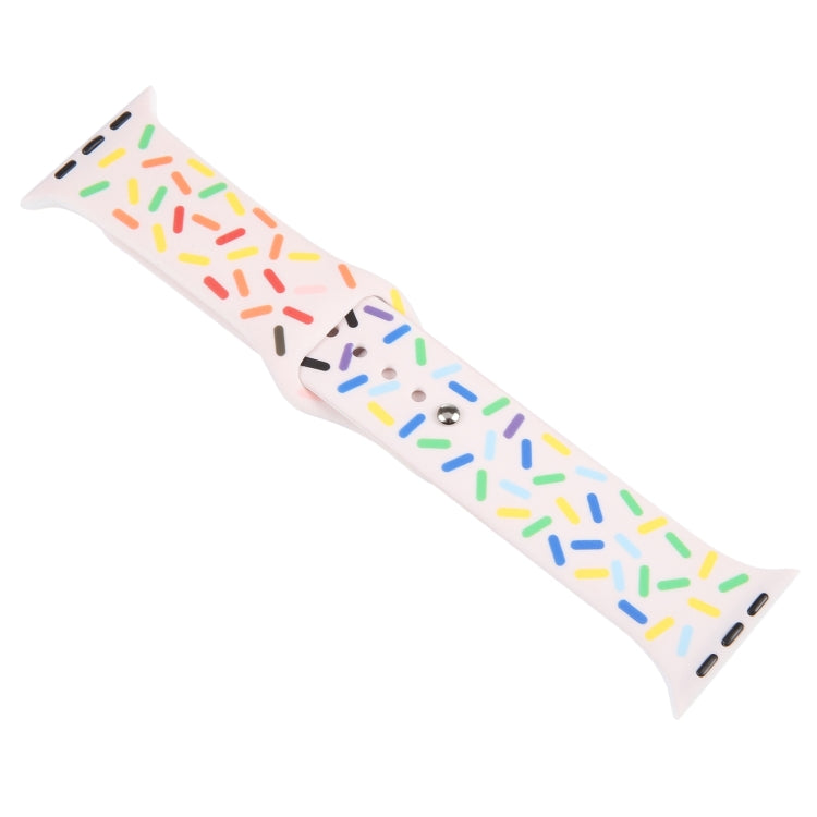 Rainbow Raindrops Silicone Watch Band For Apple Watch SE 44mm(Pink) - Watch Bands by PMC TechLife | Online Shopping South Africa | PMC TechLife