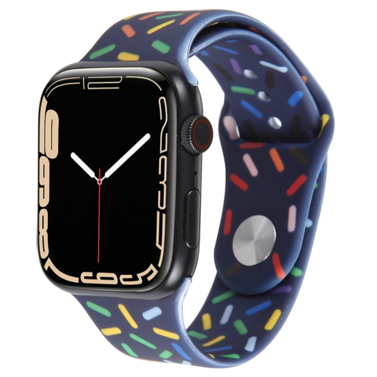 Rainbow Raindrops Silicone Watch Band For Apple Watch SE 44mm(Midnight) - Watch Bands by PMC TechLife | Online Shopping South Africa | PMC TechLife