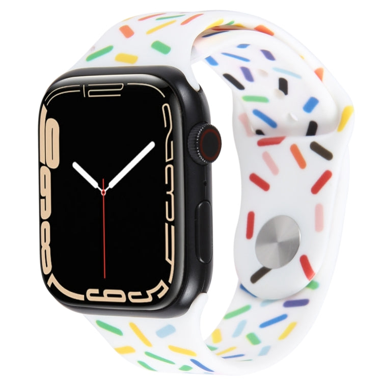 Rainbow Raindrops Silicone Watch Band For Apple Watch 6 40mm(White) - Watch Bands by PMC TechLife | Online Shopping South Africa | PMC TechLife