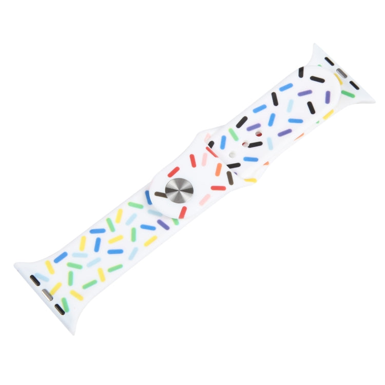 Rainbow Raindrops Silicone Watch Band For Apple Watch 6 40mm(White) - Watch Bands by PMC TechLife | Online Shopping South Africa | PMC TechLife