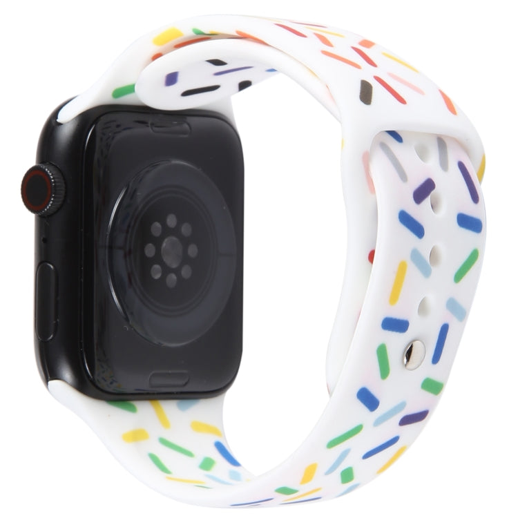 Rainbow Raindrops Silicone Watch Band For Apple Watch 6 40mm(White) - Watch Bands by PMC TechLife | Online Shopping South Africa | PMC TechLife