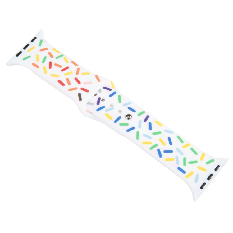 Rainbow Raindrops Silicone Watch Band For Apple Watch 6 44mm(White) - Watch Bands by PMC Jewellery | Online Shopping South Africa | PMC Jewellery