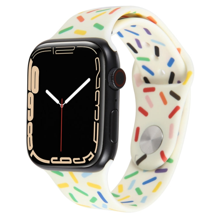 Rainbow Raindrops Silicone Watch Band For Apple Watch 5 40mm(Beige) - Watch Bands by PMC TechLife | Online Shopping South Africa | PMC TechLife