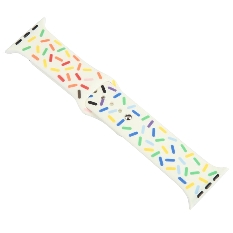 Rainbow Raindrops Silicone Watch Band For Apple Watch 5 40mm(Beige) - Watch Bands by PMC TechLife | Online Shopping South Africa | PMC TechLife