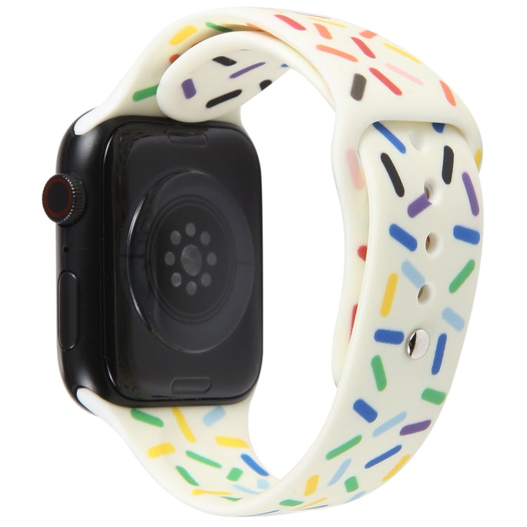 Rainbow Raindrops Silicone Watch Band For Apple Watch 5 40mm(Beige) - Watch Bands by PMC TechLife | Online Shopping South Africa | PMC TechLife